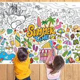 43.3x31.5" Summer Coloring Poster with Picture, Giant Summer Time Painting Poster, Large Coloring Tablecloth for Classroom Home Birthday Party Supplies Favor Nicime