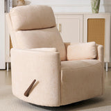 Oversized Swivel Rocker Recliner with Massage and Heat, 26" Swivel Nursery Recliner With Adjustable Headrest, Manual Rocker Recliner Chair with Two Removable Pillows, High Back Barrel Armchair, Beige Rhevoy