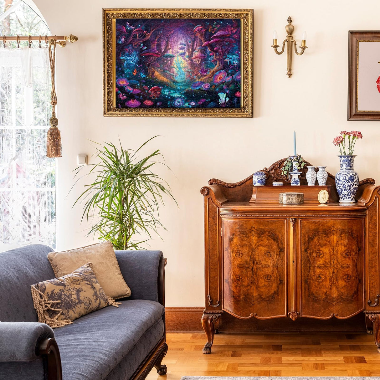 Magical Forest Puzzles Mushroom 1000 Pieces for Adults, Glow Art Jigsaw Puzzles Butterfly, Glitter Flower Jigsaw Puzzle Collage Puzzles as Family Game BBOLDIN