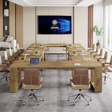 Tribesigns Large Conference Table for 6-8, 87-Inch Rectangular Meeting Table, Farmhouse Seminar Boardroom Desk for Office Conference Room (Natural) Tribesigns