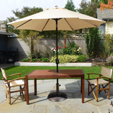 Yaheetech 9FT Garden Table Umbrella with 30lb Base, Patio Market Umbrella with Push Button Tilt, Crank and 8 Sturdy Ribs, Outdoor Umbrella w/Base Included Heavy Duty - Tan Yaheetech
