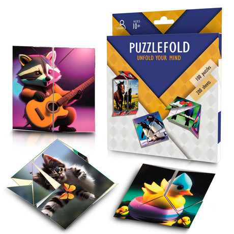 Puzzlefold Origami Kit Puzzle Games - 100 Puzzles, 200 Sheets Brain Puzzles for Adults, Teens, Paper Folding Challenge, Brain Teasers for Adults, Kids Ages 12-14 Teenagers, Teen Girls & Teen Boys Smartstoy