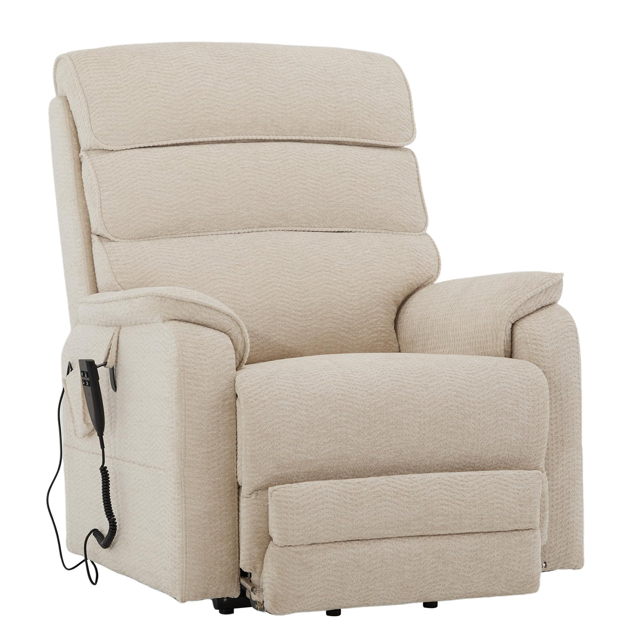 DYNOX 400 LBS Big Tall Man Large-Wide Power Dual Motor Lift Recliners Chairs for Elderly, Lay Flat Lift Chair with Infinite Positions, Heat & Massage, Extended Footrest (9298L,Chenille,Beige) DYNOX