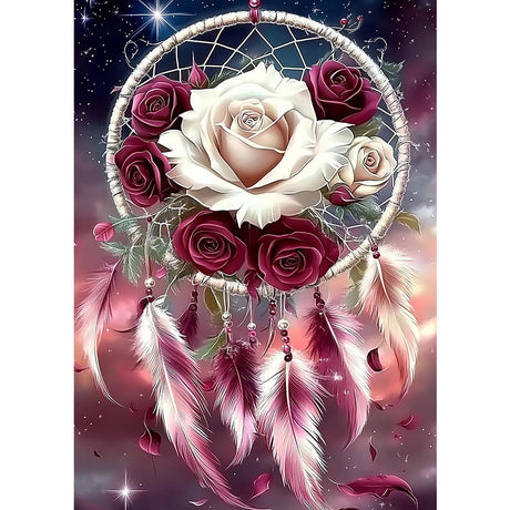 MXJSUA Dream Catcher 5D Diamond Painting Kits for Adults, Diamond Art Kits for Beginner, DIY Full Round Drill Diamond Dots Gem Art Kits for Home Wall Decor 12x16 Inch MXJSUA