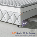 HOMBCK Twin Bed Frame with Diamond Headboard, Faux Leather Upholstered Platform Bed, Mattress Foundation, No Box Spring Needed, Easy Assembly, Pearlized White HOMBCK