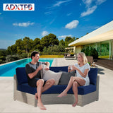 ADXTPB Outdoor Curved Cushion Covers Olefin,Waterproof Half Moon Patio Furniture Sofa Cushions Cover with Non-Slip Bottom,Cover ONLY (Navy Blue, 77 * 40 * 28 * 5.3in) ADXTPB