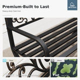 MFSTUDIO 50 Inches Outdoor Garden Bench, Cast Iron Metal Frame Patio Park Bench with Floral Pattern Backrest, Arch Legs for Porch, Lawn, Yard-Bronze MFSTUDIO