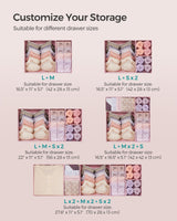 SONGMICS Drawer Organizer, Dresser Drawer Organizers, Set of 12, Foldable Fabric Storage Bins for Socks, Underwear, Bras, Ties, Scarves, Jelly Pink URDZ006R01 SONGMICS