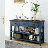 Knocbel Entryway Console Table with 3 Drawers and Open Shelves, Entry Hallway Foyer Sofa Long Table, 220lbs Weight Capacity, 50" L x 16" W x 30" H (Navy) Knocbel