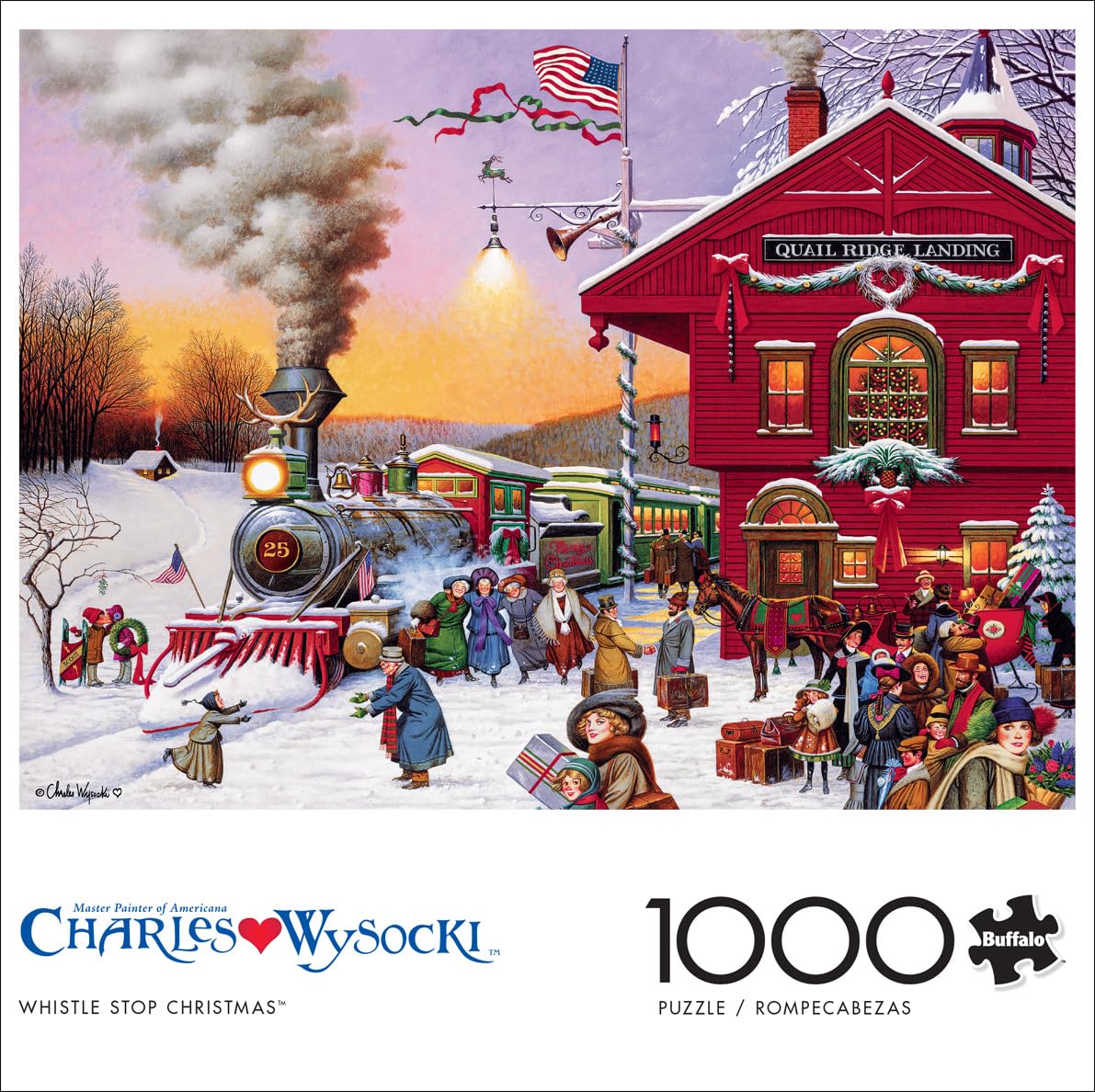 Buffalo Games - Charles Wysocki - Whistle Stop Christmas - 1000 Piece Jigsaw Puzzle for Adults -Challenging Puzzle Perfect for Game Nights - Finished Size is 26.75 x 19.75 Buffalo Games