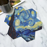 Diamond Art Coasters Van Gogh Starry Night, 7 PCS Diamond Art Hexagonal Coasters with Holder, Small Diamond Painting Kits for Adults Beginners NUFTVI
