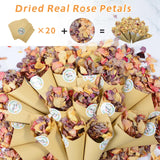 20+ Cups Real Rose Petals Biodegradable Wedding Flower Confetti, 2 QT Mixed Yellow Purple Pink Dried Roses Petals for Wedding Proposal Bath Valentine's Day Party Flower Girl Oning