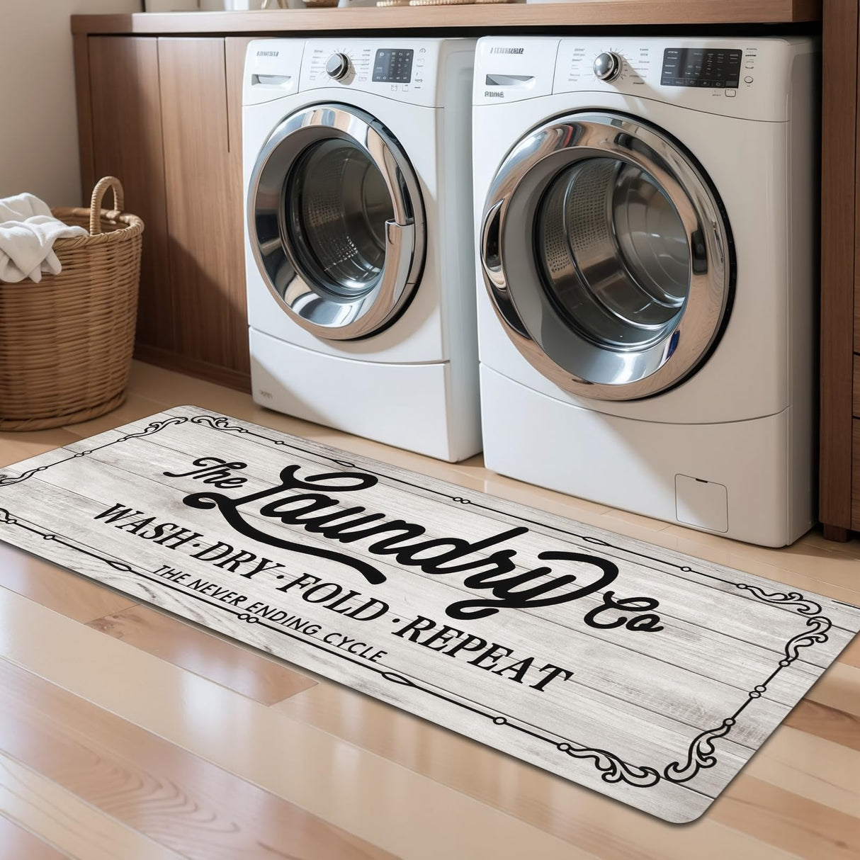 Pauwer Laundry Room Rug Runner 20"x60" Waterproof Rubber Laundry Mat Non Slip Kitchen Mats for Floor Washable Floor Mat Runner Rug for Farmhouse Mudroom Washroom Bathroom Decor Pauwer
