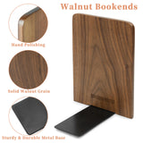 Brosisincorp Walnut Wood Book Ends, Heavy Duty Bookends for Shelves Sturdy Non-Skid Book Stand for CDs - 6.69 x 4.72 x 3.94 in(1 Pairs, Large) Brosisincorp