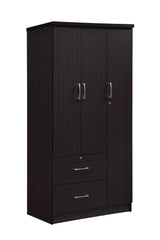 Hodedah 3-Door 2-Drawers, 3-Shelves in Chocolate Bedroom Armoires, 21"D x 36"W x 72"H Hodedah
