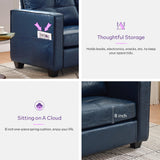 TYBOATLE 65" Blue Faux Leather Loveseat for Bedroom, Mid-Century Modern Tufted Comfy Loveseat w/USB Charging Ports and Wide Arms, 2 Seat Office Small Couch for Small Space TYBOATLE