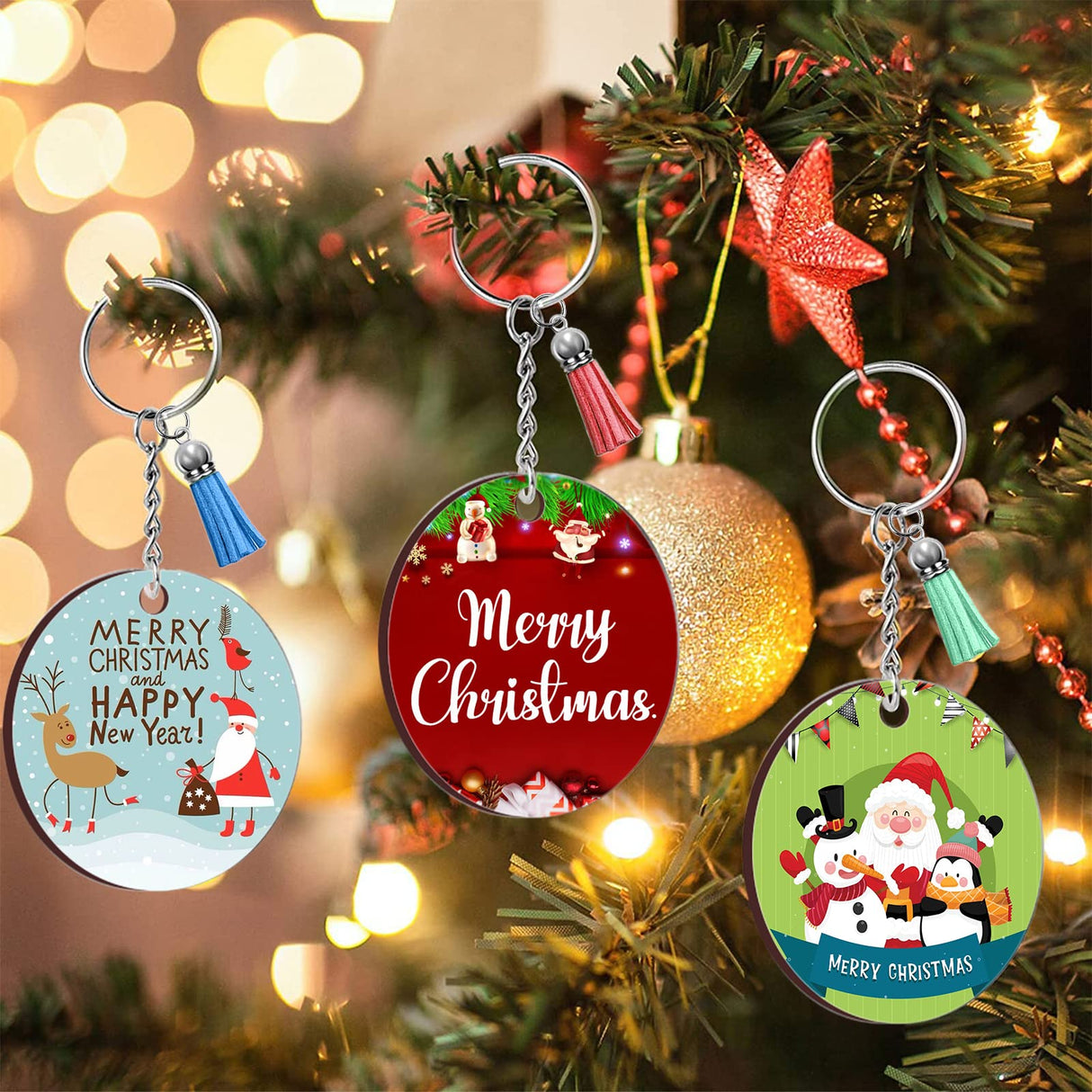 ZOCONE 250 Pcs Round Sublimation Keychain Blanks Bulk, Sublimation Blanks Keychain 2in Heat Transfer Blank Keychains, Double Side Keychain with Tassels, Jump Rings, DIY Gift Ornament ZOCONE