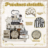 Dandat 15 Pcs Christmas Tiered Tray Decor Winter Tiered Tray Decorations Set Hello Winter Let It Snow Snowman Snowflake Wooden Signs Farmhouse Table Centerpieces for Home Table Shelf Dandat