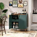ARTPOWER Coffee Bar Cabinet with Wine Racks, Green Liquor Cabinet with Fluted Texture, Modern Sideboard Buffet Cabinet for Kitchen Dining Room, Living Room ARTPOWER