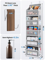 JARLINK Over The Door Organizer Storage, 5 Shelf Hanging Door Organizer with 5 Large Capacity Pockets, Anti Tilt 44 lb Load Behind Door Organizer for Bedroom, Bathroom, Pantry, Nursery, (Grey) JARLINK