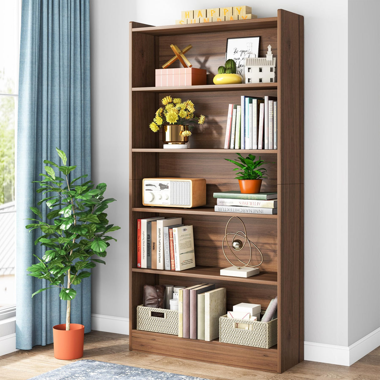 Tribesigns 72-Inch Modern 6-Tier Tall Bookcase with Storage Shelves - Elegant Wood Library Unit for Home & Office Tribesigns