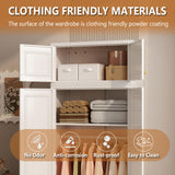 Polup Metal Armoire Closet, 86 Inch Tall Wardrobe Armoire with Hanging Rod, Almirah for Clothes with Doors, 18" D x 32" W x 86" H, White, Assemble Required, Shipped in Two Packages Polup