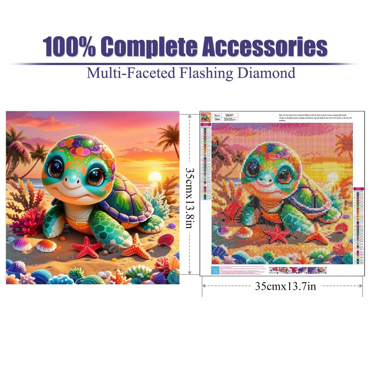 Sea Turtle Diamond Art Kits for Adults,DIY 5D Cute Turtle Diamond Painting Kits for Beginners,Round Full Drill Diamond Dots Paintings Picture Gem Art Craft for Home Wall Art Decor Gifts 14x14 inch Ammklfh