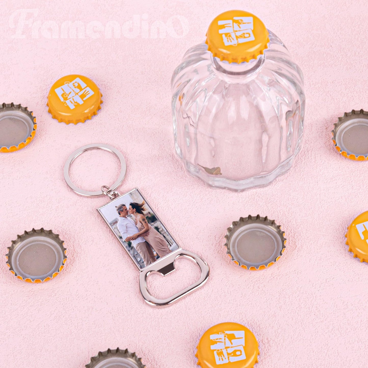 Framendino, 10 Pack Sublimation Blanks Bottle Opener Metal Keychains Blank Key Rings for Sublimation Photo