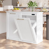 XM-ICE Tilt Out Trash Cabinet with Quick Installation and Deodorising Function, Wooden Trash Kichen Cabinet Holds Up to 2x13 Gallons Bins, Freestanding Trash Cabinet, White XM-ICE