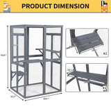 COZIWOW Catio Outdoor Cat Enclosure Window Access, Wooden Cat House Shelter, Kitty Cage with 3 Platforms for Patio Indoor (Grey) COZIWOW