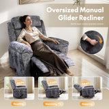 Softa Classic Swivel Rocker Recliner Chair for Adults with Handle, Massage Rocker Recliner, 360° Swivel Glider Nursery Chair with Premium Chenille, High Back, Living Room Bedroom Nursery (Gray) Softa