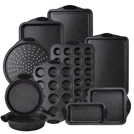 Country Kitchen Nonstick Stackable Bakeware Set - Durable, Easy Release Baking Set, Black, 10 Pcs Country Kitchen