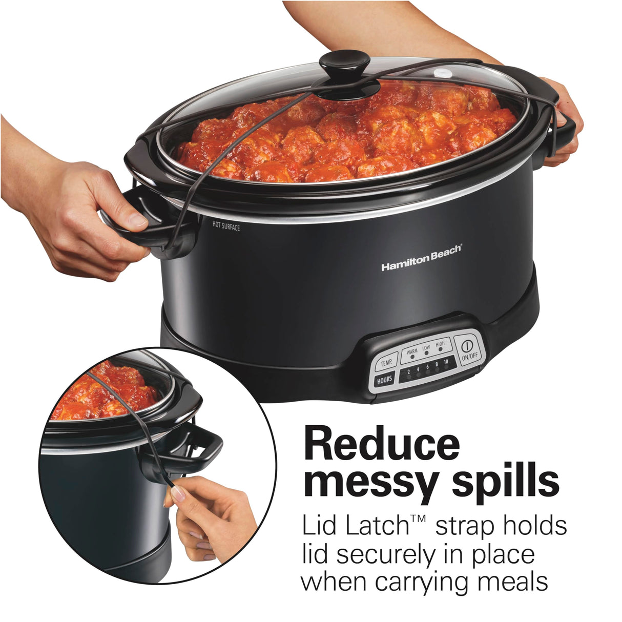 Hamilton Beach Portable 7 Quart Programmable Slow Cooker with Three Temperature Settings, Lid Latch Strap for Easy Travel, Dishwasher Safe Crock, Black (33474G) Hamilton Beach