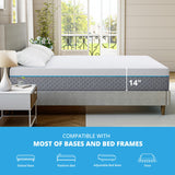 EGOHOME Queen Mattress 14 Inch, Charcoal Gel Memory Foam Mattress Bed in a Box, Back Pain Relief, Made in USA, Medium Firm, CertiPUR-US Certified,80”x60”x14”, White EGOHOME
