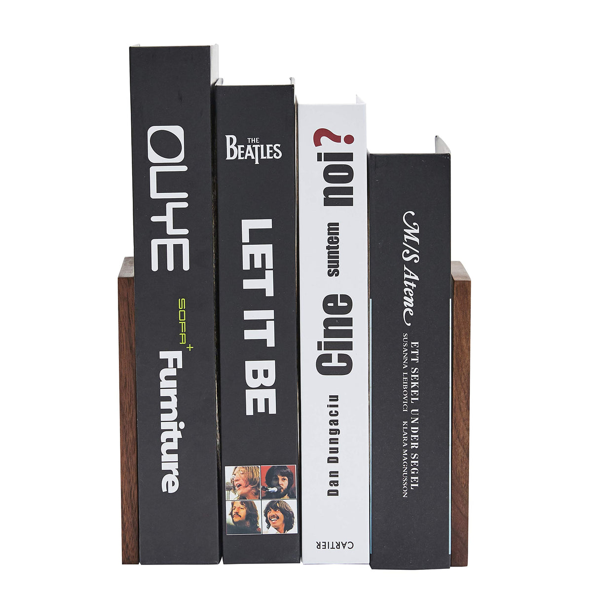 Pandapark Wood Decorative Bookends,Non-Skid Bookend for Shelves,Heavy Duty Bookends,Book Stand for Books/CDs,1 Pair pandapark