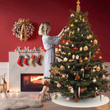 KCFESTIHUE Christmas Tree Skirt, 48 Inch Cable Knit Pattern, Luxury Xmas Holiday Decoration, Thick Rustic Fabric, Home Party Décor Red KCFESTIHUE