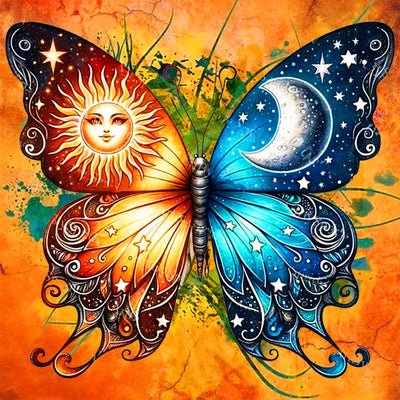 Diamond Painting Kits for Adults Beginners - Butterfly Sun Moon Diamond Art Kits for Adults, Full Drill DIY 5D Diamond Gem Art Dots Painting Crafts Kits for Home Wall Decor 12x12in