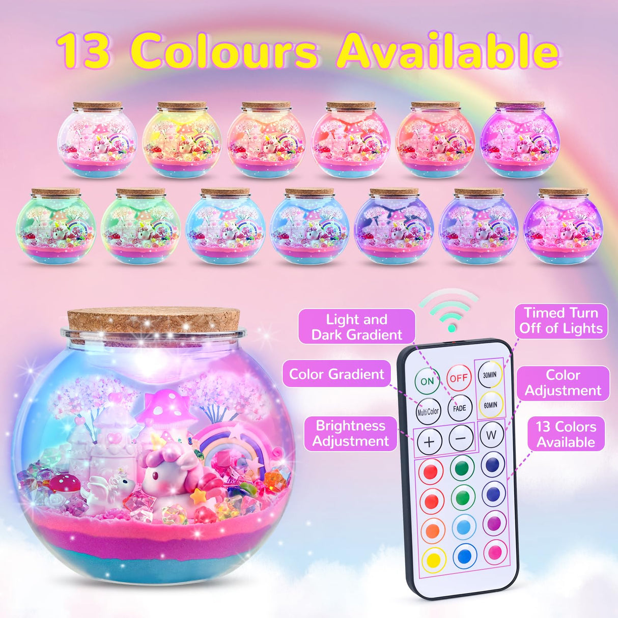 Ingbear Unicorn Terrarium Kit for Kids, Arts and Crafts for Kids Age 4-6 Sand Toys for Girls Ages 4-8 5-7 9 10 Year Old Birthday Christmas Gifts Ingbear