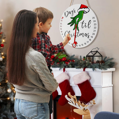 Christmas Decorations, 2024 Christmas Countdown Advent Calendar, Days Till Christmas Wooden Hanging Sign with Stand for Door, Wall, Table - Holiday Decorations Indoor Home Xmas Decor