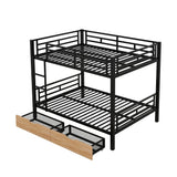 LUKEEHOM Metal Bunk Bed Full Over Full Convertible Full Bunk Beds into 2 Individual Full Size Bed with 2 Storage Drawers, No Box Spring Needed, Black LUKEEHOM