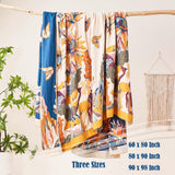 XIBLC Boho Throw Blanket, 100% Cotton Ultra Soft Luxury Throw Rustic Quilt, 60"x80" Floral Bird Butterfly Farmhouse Decor Bed Blankets, All Season Rustic Reversible Bohemian Throw for Bed - Yellow XIBLC