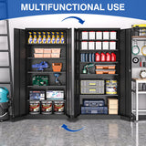 BYNSOE Metal Garage Storage Cabinet with 5 Adjustable Shelves Metal Locking Cabinet with Door Lockable Steel Tool Cabinets Door for Home, School, Office, Garage (Black, 71 inch) BYNSOE