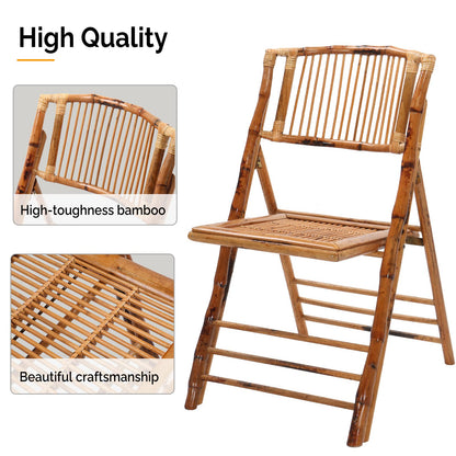 VINGLI Bamboo Folding Chair Set of 2, Foldable Dining Chair for Outdoor & Indoor, Patio, Porch, Wedding, Party, Event - WoodArtSupply