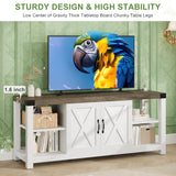 TV Stand for 65 Inch TV, 60 Inch Entertainment Center with Storage, Farmhouse TV Console Table with Shelves, Wooden Media Console Cabinet with Doors, Modern TV Stand for Living Room, Bedroom - White IDEALHOUSE