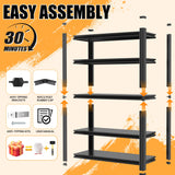 mysteeldepot 62" H Garage Shelving, Heavy Duty Storage Shelves, Garage Storage Shelves, Adjustable 5 Tier Metal Shelving Unit, Utility Shelves for Warehouse Backyard, 62" H×27.6" W×12" D mysteeldepot