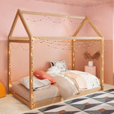 Merax Twin Size Wooden House Bed, Wood Color Merax