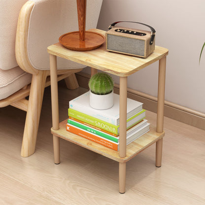 LUCKNOCK Side Table, 2-Tier Solid Wood End Table with Storage Shelf, Slim Nightstand Bedside Table for Small Spaces, Bedroom, Living Room, Entryway, Farmhouse, No-Tool Assembly. - WoodArtSupply