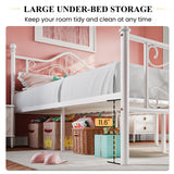 SHA CERLIN Twin Size Bed Frame for Kids,Metal Bed Frame with Butterfly Pattern Design Headboard & Footboard,No Box Spring Needed,Easy Assembly,White SHA CERLIN