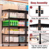PrimeZone Wire Shelving Unit with Wheels, 5 Tier Adjustable NSF Certified Heavy Duty Metal Storage Shelves, Pantry Organizer Rack Rolling Kitchen Shelf for Closet Garage, 24" W x 18" D x 75" H, Black PrimeZone