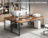 ODK 71 Inch Large Computer Desk Home Office Desk, Long Modern PC Desk Work Table with Headphone Hook & Fabric Bag for Storage, Spliced Board, Rustic Brown ODK